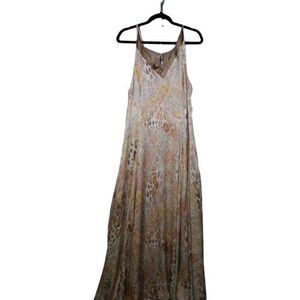 Liberty Sage M Boho Paisley Animal Maxi Dress V-Neck Flowy Etheral Summer Flowy